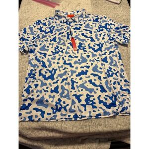 REDVANLY Mens Barres Polo Shirt Marine‎ Blue Camo Athletic Luxury Golf XXL